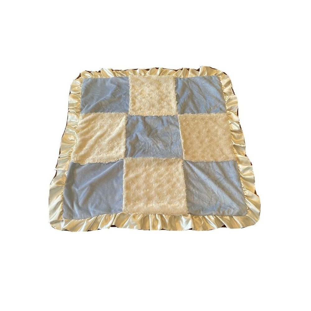 Miniville Layette Baby Blanket Blue Ivory White